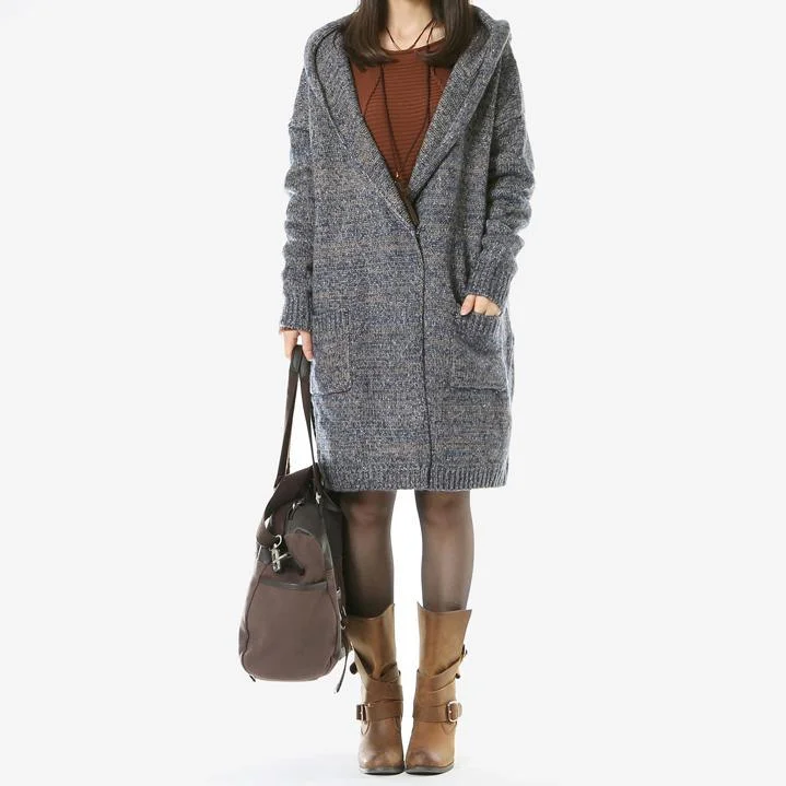 Deep blue sweater cardigans knit coats outwear