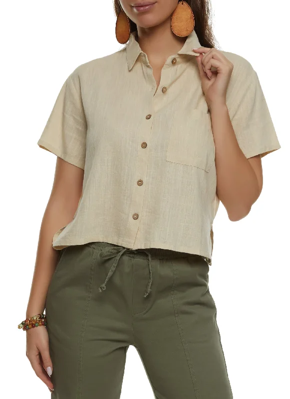 Linen Short Sleeve Button Front Shirt