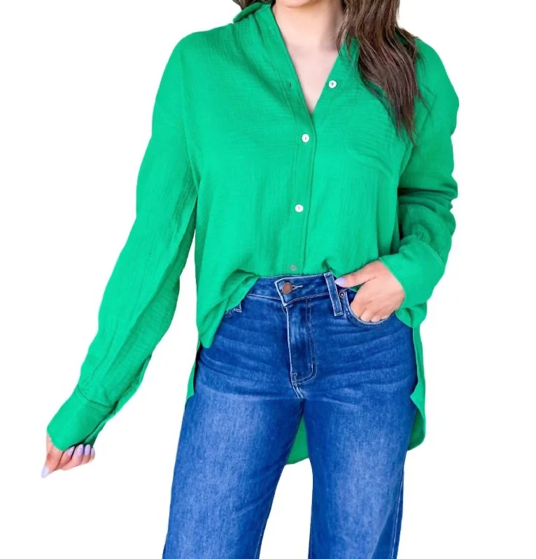 Gauze Boyfriend Shirt In Green