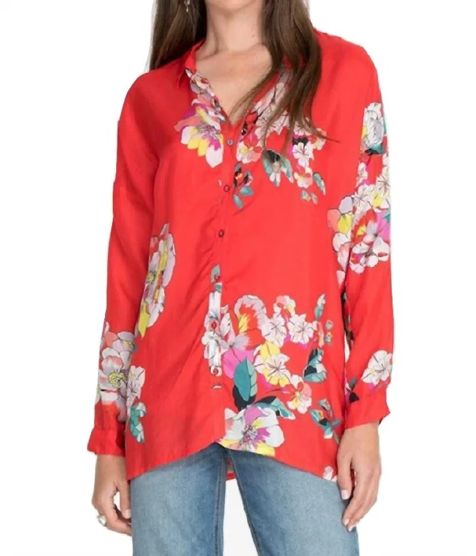 Passion Iris Button Down Shirt In Multi