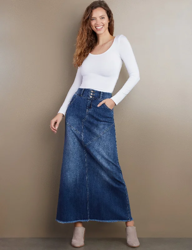 Pieced Denim Maxi Skirt