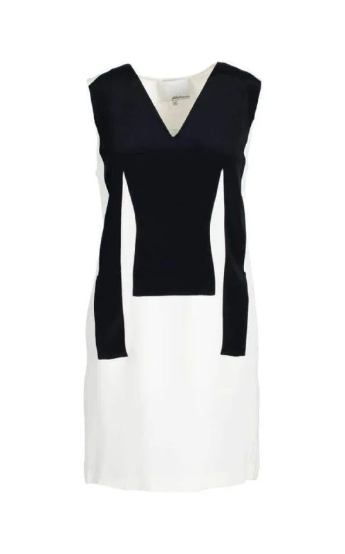 Silk Sleeveless Black and White Dress