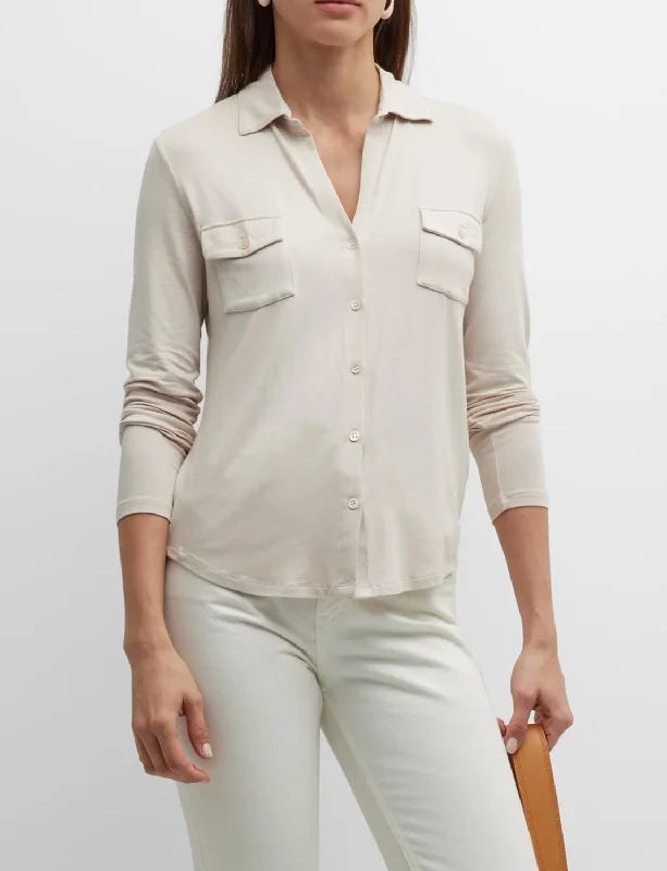 Soft Touch Pocket Shirt In Milk