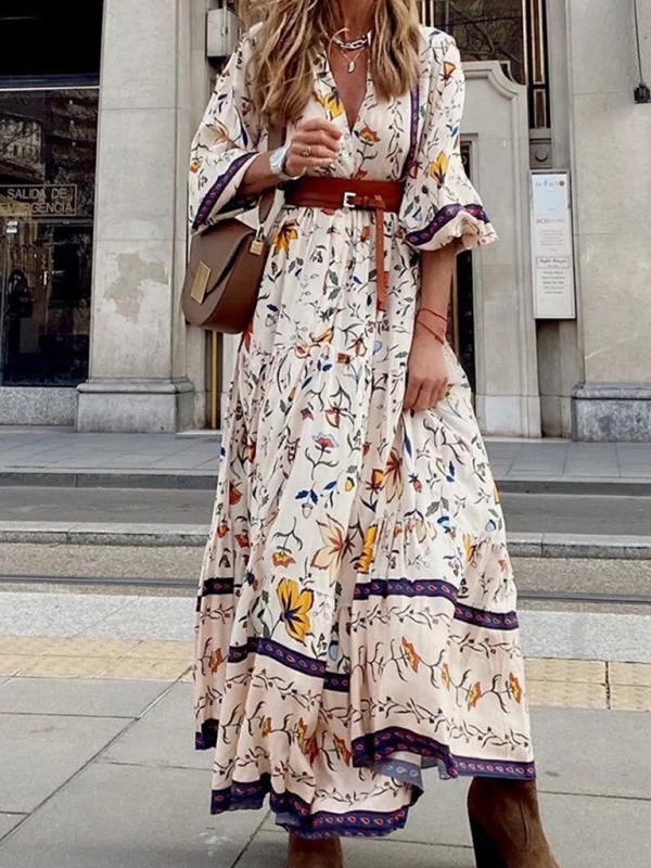 BerryBetty - Women's Printed Bohemian Long Dress